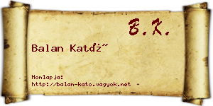 Balan Kató névjegykártya